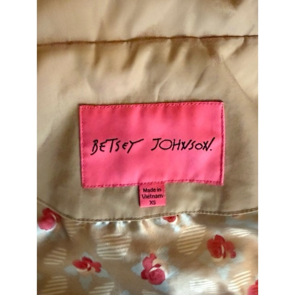Betsey Johnson Khaki Parka Jacket Eyelet Lace Hooded Utility Coat Tan XS - Picture 4 of 7